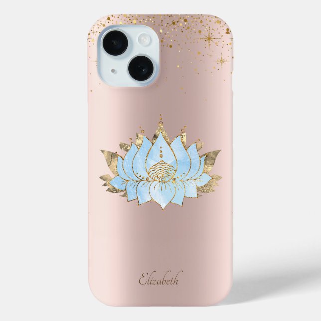 Elegante Class Blue Lotus Blume Rose Gold Case-Mate iPhone Hülle (Rückseite)