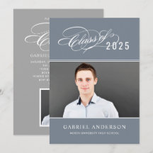 Elegante Class of 2025 Slate Foto Graduation Party