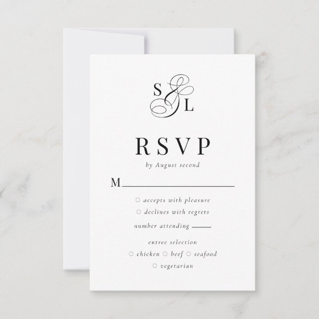 Elegante Classic Ampersand Monogram Wedding RSVP Karte (Vorderseite)