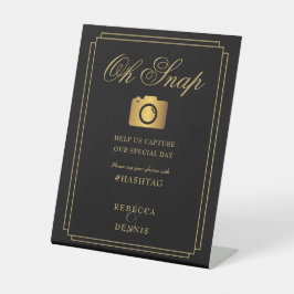 Elegante Classic Art Deco Schwarz und Gold Sockelschild