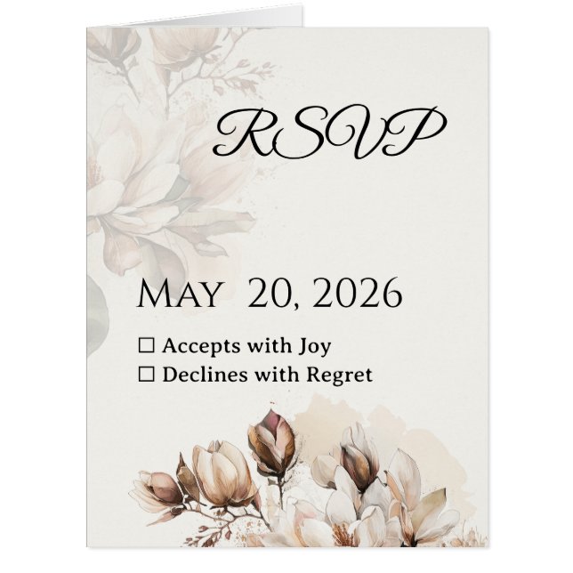 Elegante Classic Beige Magnolia RSVP-Karte (Vorderseite)