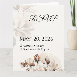 Elegante Classic Beige Magnolia RSVP-Karte Dankeskarte