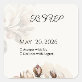 Elegante Classic Beige Magnolia RSVP-Karte Quadratischer Aufkleber