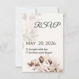Elegante Classic Beige Magnolia RSVP-Karte RSVP Karte
