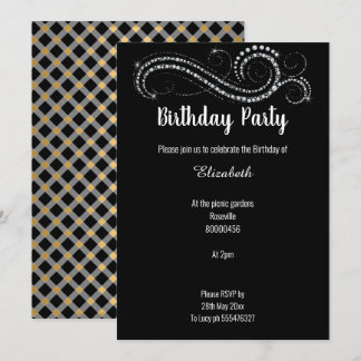 ELEGANTE CLASSIC BLACK GOLD DIAMOND INVITATION EINLADUNG