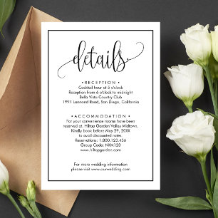 Elegante Classic Black & White Wedding Details Car Einladung