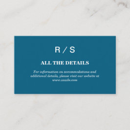 Elegante Classic Blue Monogram Enclosure Card Begleitkarte
