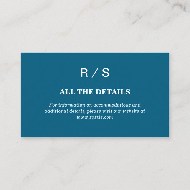 Elegante Classic Blue Monogram Enclosure Card Begleitkarte (Vorderseite)