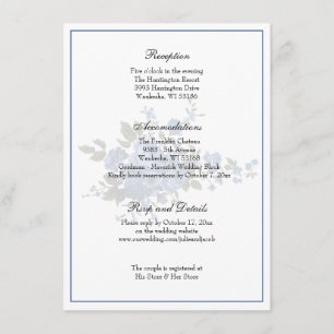 Elegante Classic Blue Rose Hochzeitsempfang Einladung
