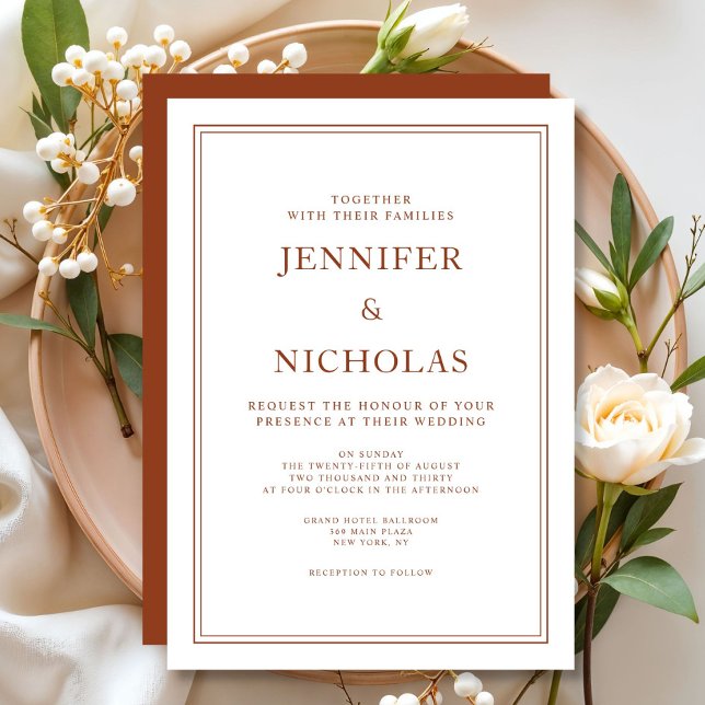 Elegante Classic Einladung (Elegant Classic Formal Terracotta Wedding Invitation
)