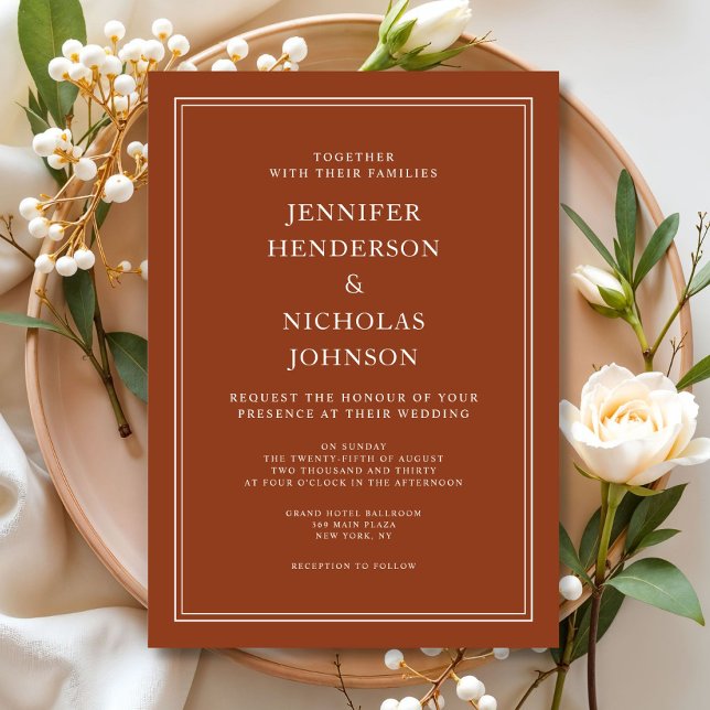 Elegante Classic Einladung (Elegant Classic Formal Terracotta Wedding Invitation
)
