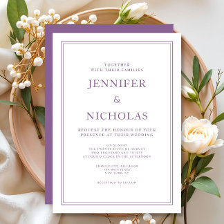 Elegante Classic Formal French Lilac Wedding Einladung
