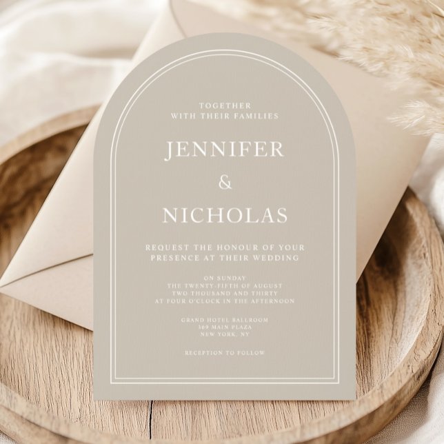Elegante Classic Formal Taupe Hochzeit Einladung (Elegant Classic Formal Taupe Wedding Invitation)