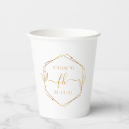 Elegante Classic Gold Mit Monogramm erste Hochzeit Pappbecher