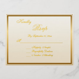 Elegante Classic Gold Script Wedding RSVP Card Folie Einladungspostkarte