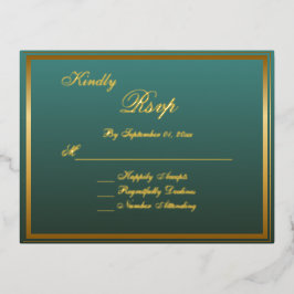 Elegante Classic Gold Script Wedding RSVP Card Folie Einladungspostkarte