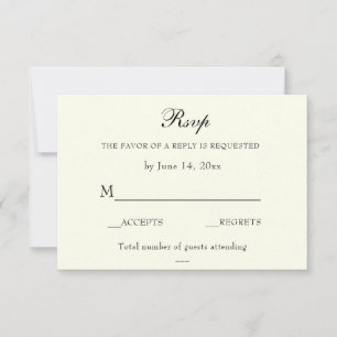 Elegante Classic Ivory Wedding Classic RSVP Card