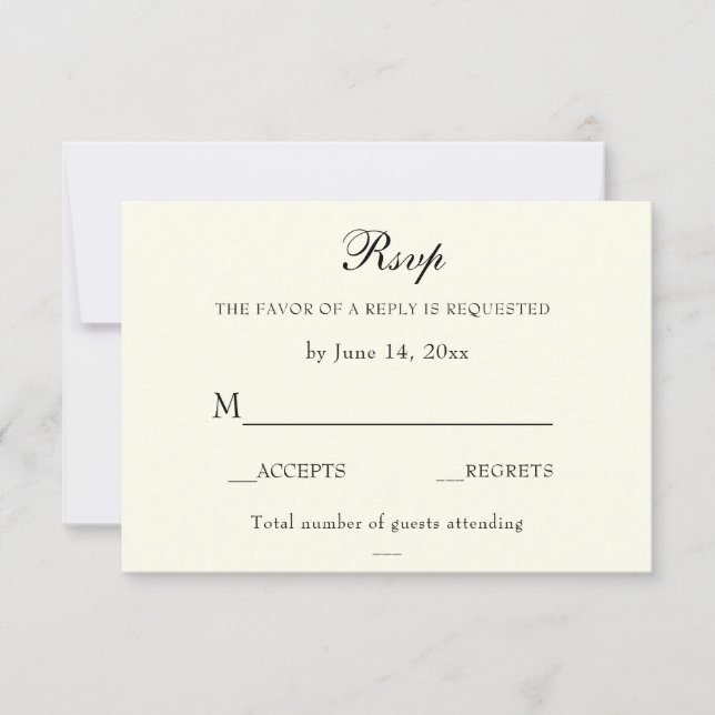 Elegante Classic Ivory Wedding Classic RSVP Card Karte (Vorderseite)
