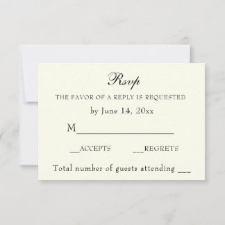 Elegante Classic Ivory Wedding Classic RSVP Card Karte