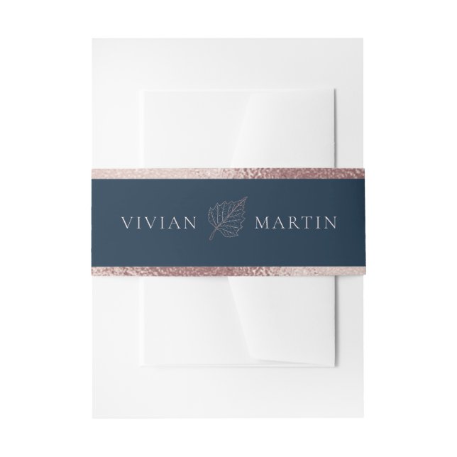 Elegante Classic Matt Rose Gold Blätter Hochzeit Einladungsbanderole (Vorderseite Beispiel)