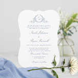 Elegante Classic Monogram Dusty Blue Wedding Einladung<br><div class="desc">Freuen Sie sich auf eine elegante Hochzeitseinladung, die exquisite handgezeichnete leafarbige botanische Monogramm mit den Initialen von Braut und Bräutigam zeigt. Sauberes und einfaches Design voll Eleganz und Grazie mit handgeschriebenen Kalligrafiedetails. Elegantes Design mit den Namen der Eltern. Mehrere Optionen zur Kartenform. Teil unserer Kollektion "Dusty Blue Watercolor Botanical Monogram...</div>