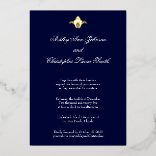Elegante Classic Navy Gold Foil Einladung zur Hoch