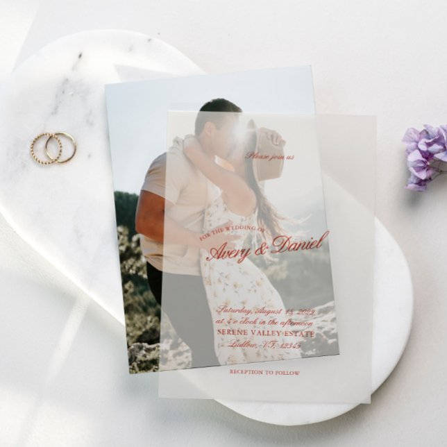 Elegante Classic Red & Deep Blue Wedding (Elegant Classic Red & Deep Blue Wedding Vellum Invitations)