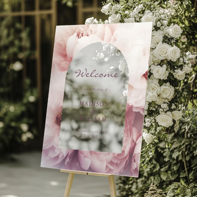 Elegante Classic Regal Lila Peonies Arch Wedding Acrylschild (Von Creator hochgeladen)