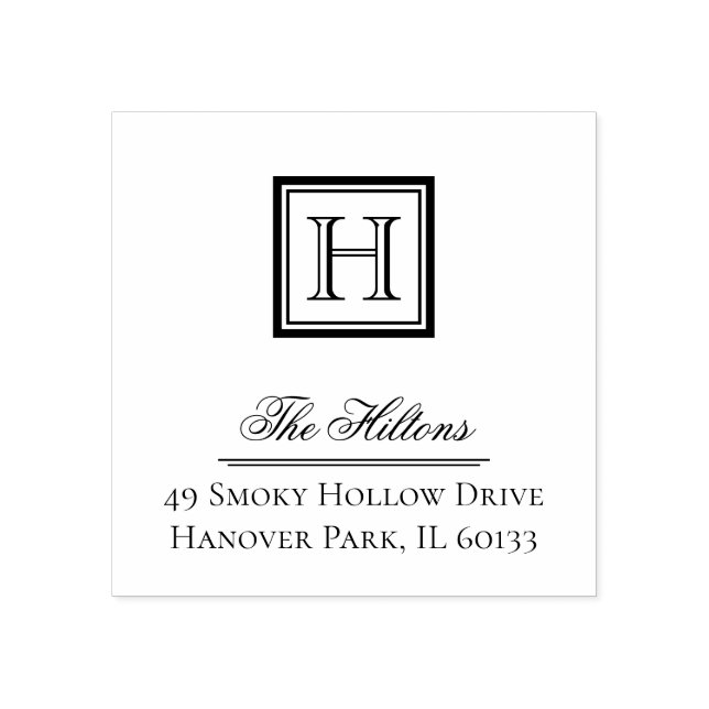 Elegante Classic Square Monogram-Briefmarke Gummistempel (Prägung)