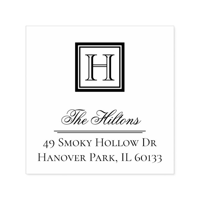Elegante Classic Square Monogram-Briefmarke Permastempel (Design)