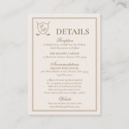 Elegante Classic Wappen Monogram Golf Wedding Begleitkarte