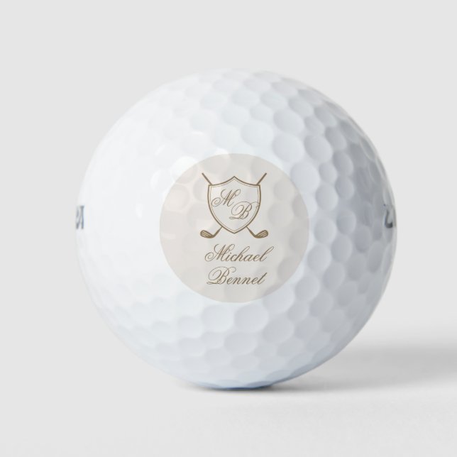 Elegante Classic Wappen Monogram Golf Wedding Golfball (Vorderseite)