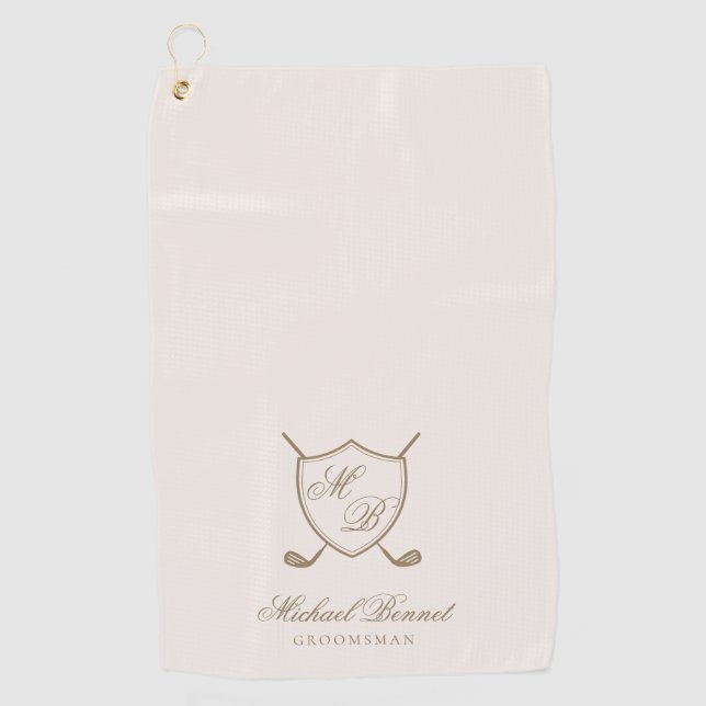 Elegante Classic Wappen Monogram Golf Wedding Golfhandtuch (Vorderseite)