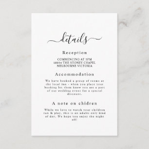 Elegante Classic Wedding Detail-Abschlusskarte Begleitkarte