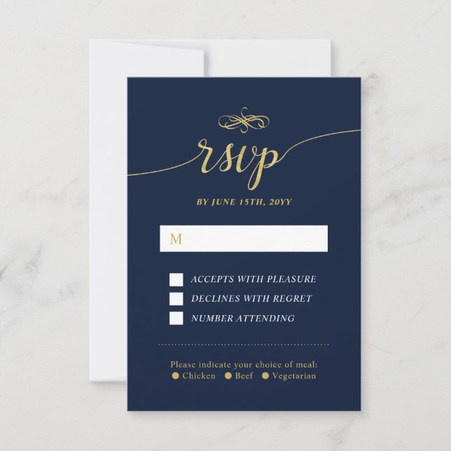 Elegante Classic Wedding RSVP Insert Card Karte (Vorderseite)