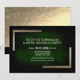 Elegante Classy Rich Green/Gold Geburtstagsparty Einladung