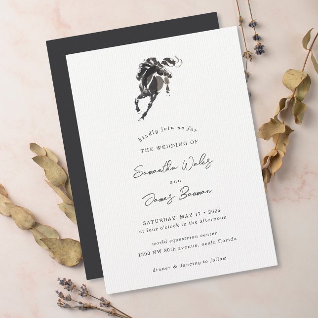 Elegante Classy Watercolor Reitsport Hochzeit Einladung (Von Creator hochgeladen)