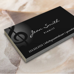 Elegante Clef Musician/Pianist Dark Business Card Visitenkarte