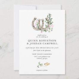 Elegante Clover Horseshoes Botanische Hochzeit Einladung