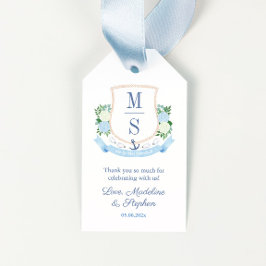 Elegante Coastal Monogram Gastgeschenk Hochzeit Ta Geschenkanhänger