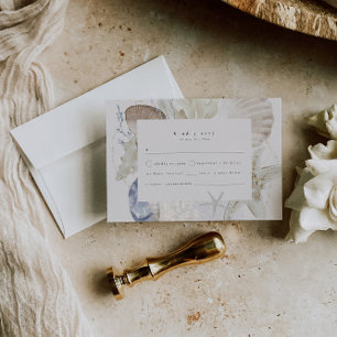 Elegante Coastal Wedding RSVP Card Begleitkarte