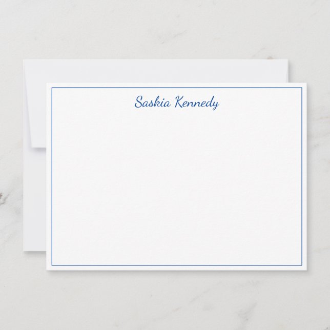 Elegante Cobalt Blue Script Border Personalisiert Mitteilungskarte (Vorderseite)