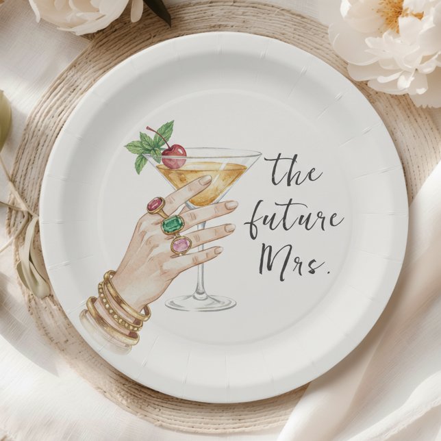 Elegante Cocktail-Hochzeitsdusche Pappteller (Perfect cocktail theme for a sophisticated and unforgettable bridal shower.)