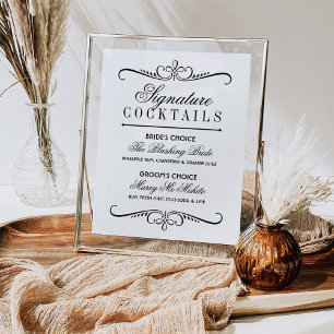 Elegante Cocktails in Schwarz und Weiß Signatur Si Poster