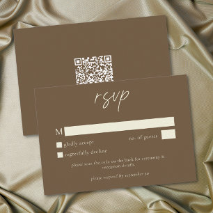 Elegante, cocoa-braune, minimalistische Hochzeit RSVP Karte