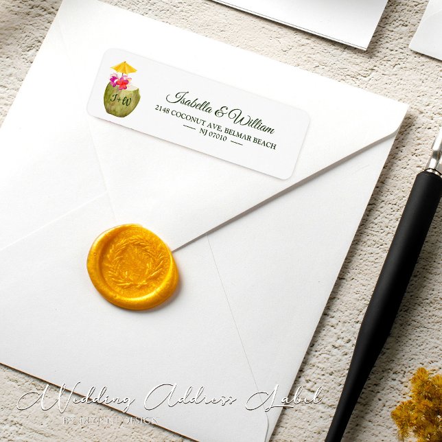 Elegante Coconut Tropical Beach Hochzeitsadresse (Von Creator hochgeladen)