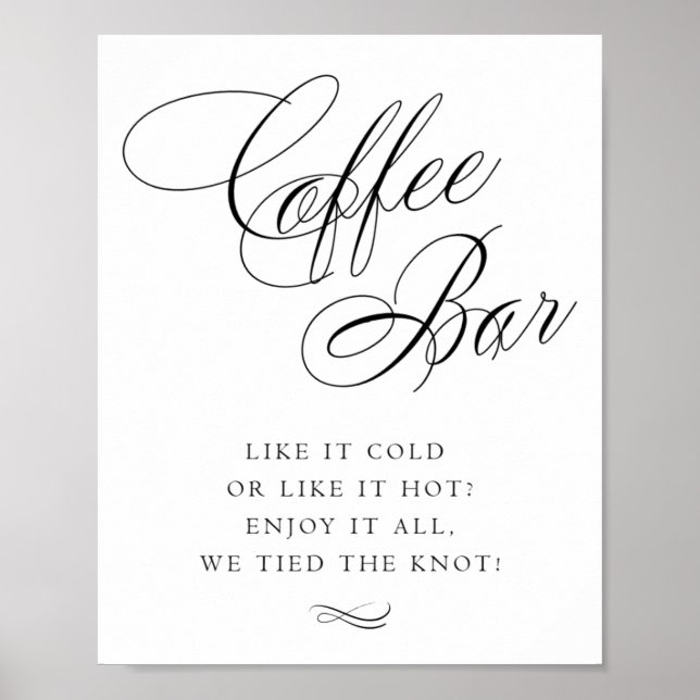 Elegante Coffee Bar Black Calligraphy | Chic Table Poster (Vorne)