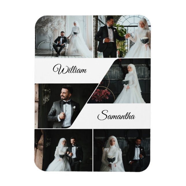 Elegante Collage Keepake Wedding Magnet (Vertikal)