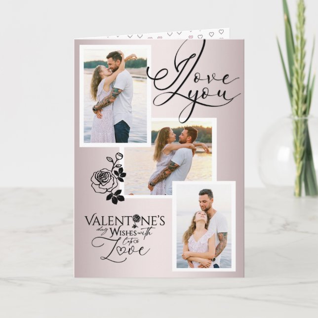 Elegante Collage zum Valentinstag Karte (Vorderseite)