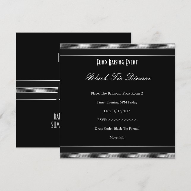 Elégante collecte de fonds Invitation Formal Silve (Devant / Derrière)